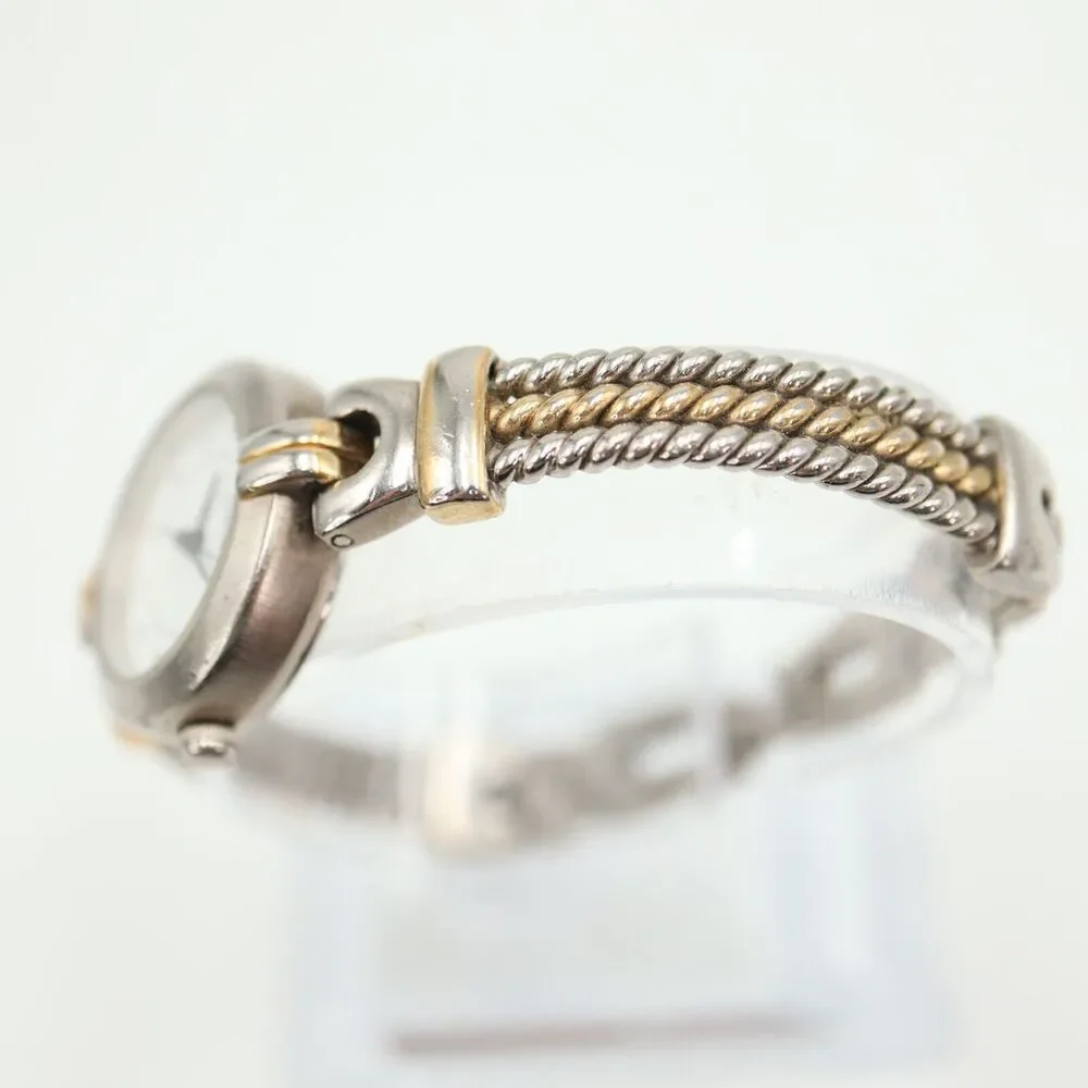 Guess Women's Two Tone Watch 23mm Round Dial Metal Rope Bracelet w New Battery